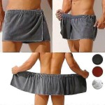 (Maroon) Soft bath towel for men, wearable, shorts, soft microfiber beach towel.